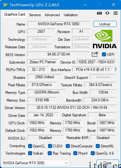 【IT之家评测室】索泰 GeForce RTX 3050 X