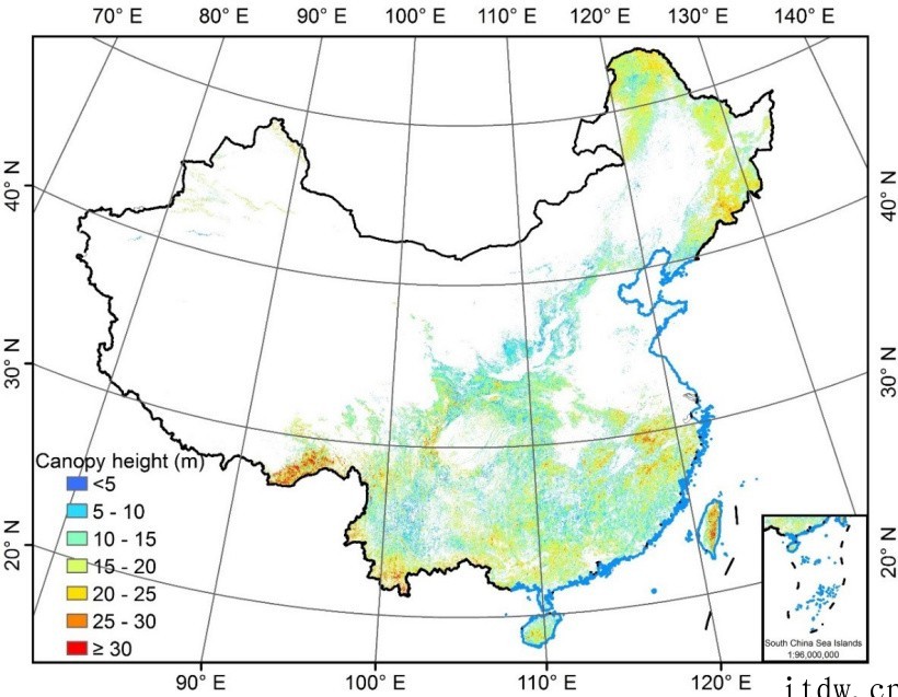 中科院植物研究所成功绘制 30 米空间分辨率的全国森林冠层高