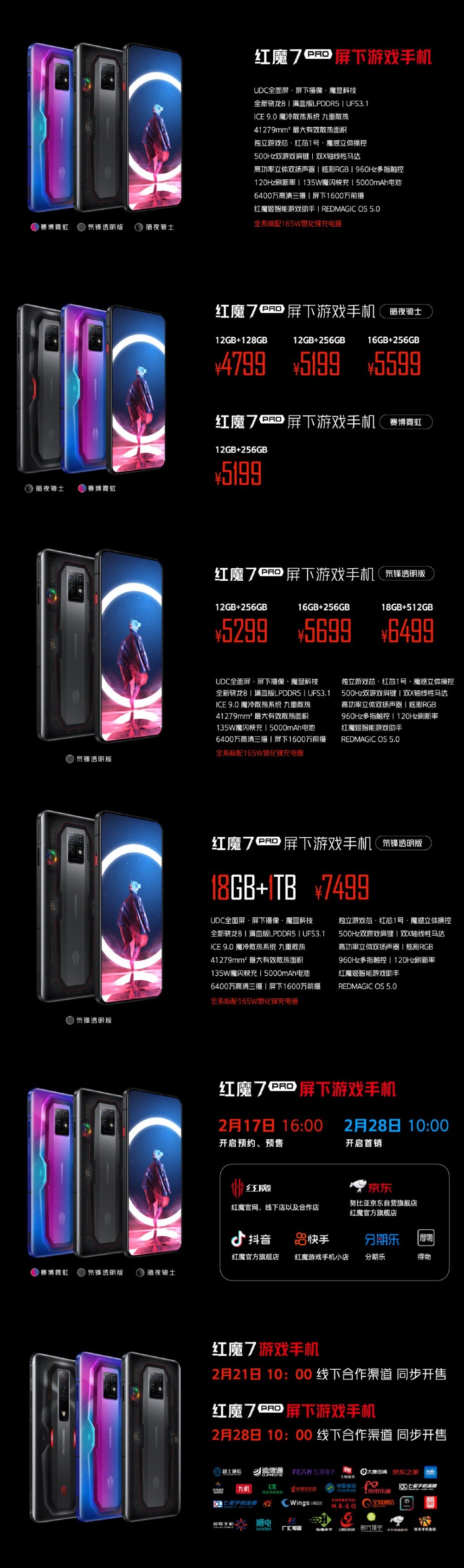 3899元起,红魔游戏手机 7 / Pro 发布:屏下前摄、
