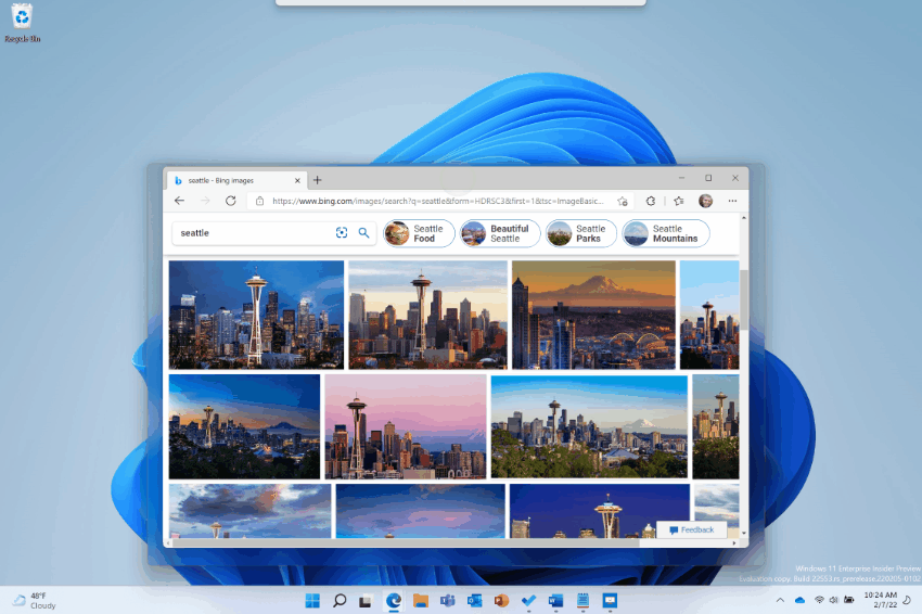 微软 Win11 预览版 Snap 多任务体验:新的视觉 U