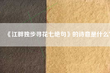 《江畔独步寻花七绝句》的诗意是什么？