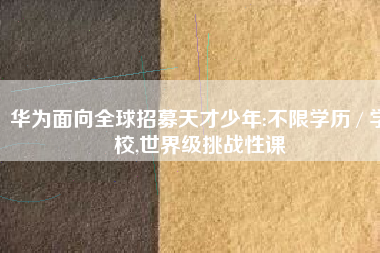 华为面向全球招募天才少年:不限学历 / 学校,世界级挑战性课