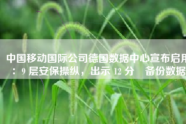 中国移动国际公司德国数据中心宣布启用：9 层安保操纵，出示 12 分鐘备份数据