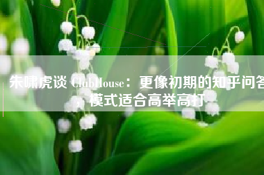 朱啸虎谈 ClubHouse：更像初期的知乎问答，模式适合高举高打