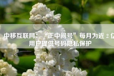 中移互联网：“正中间号”每月为近 2 亿用户提供号码隐私保护