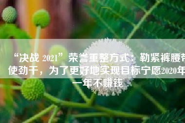 “决战 2021”荣誉重整方式：勒紧裤腰带使劲干，为了更好地实现目标宁愿2020年一年不赚钱