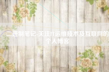 二进制笔记-关注IT运维技术及互联网的个人博客