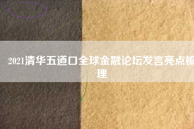 2021清华五道口全球金融论坛发言亮点梳理