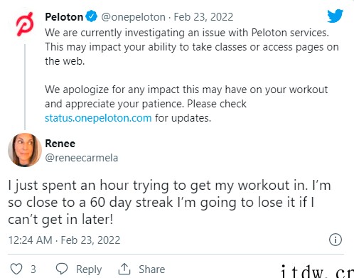 互动健身平台 Peloton:出现中断的在线服务已恢复正常