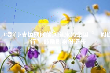 14部门:春运期间落实健康码全国“一码通行”,鼓励刷身份证核