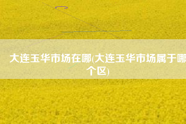 大连玉华市场在哪(大连玉华市场属于哪个区)