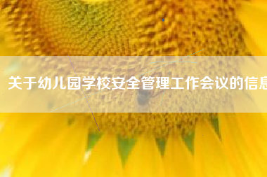 关于幼儿园学校安全管理工作会议的信息