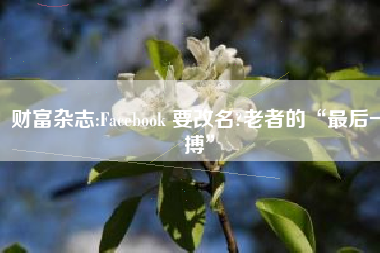 财富杂志:Facebook 要改名?老者的“最后一搏”