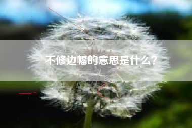 不修边幅的意思是什么？