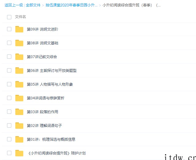 2​020春季拾伍课堂小升初语文阅读作文综合提升班视频课程完结