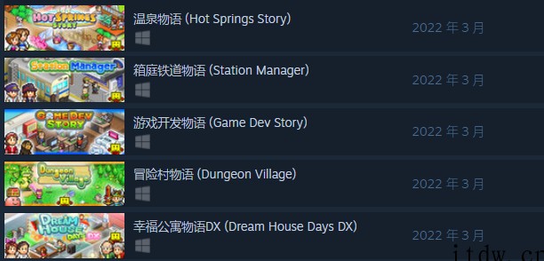 多款开罗“物语”类游戏上架 Steam:全部支持中文,将于