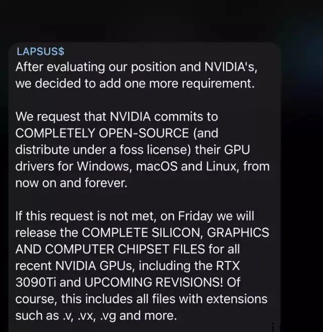 英伟达遭黑客最后通牒:今天必须开源 GPU 驱动,否则公布