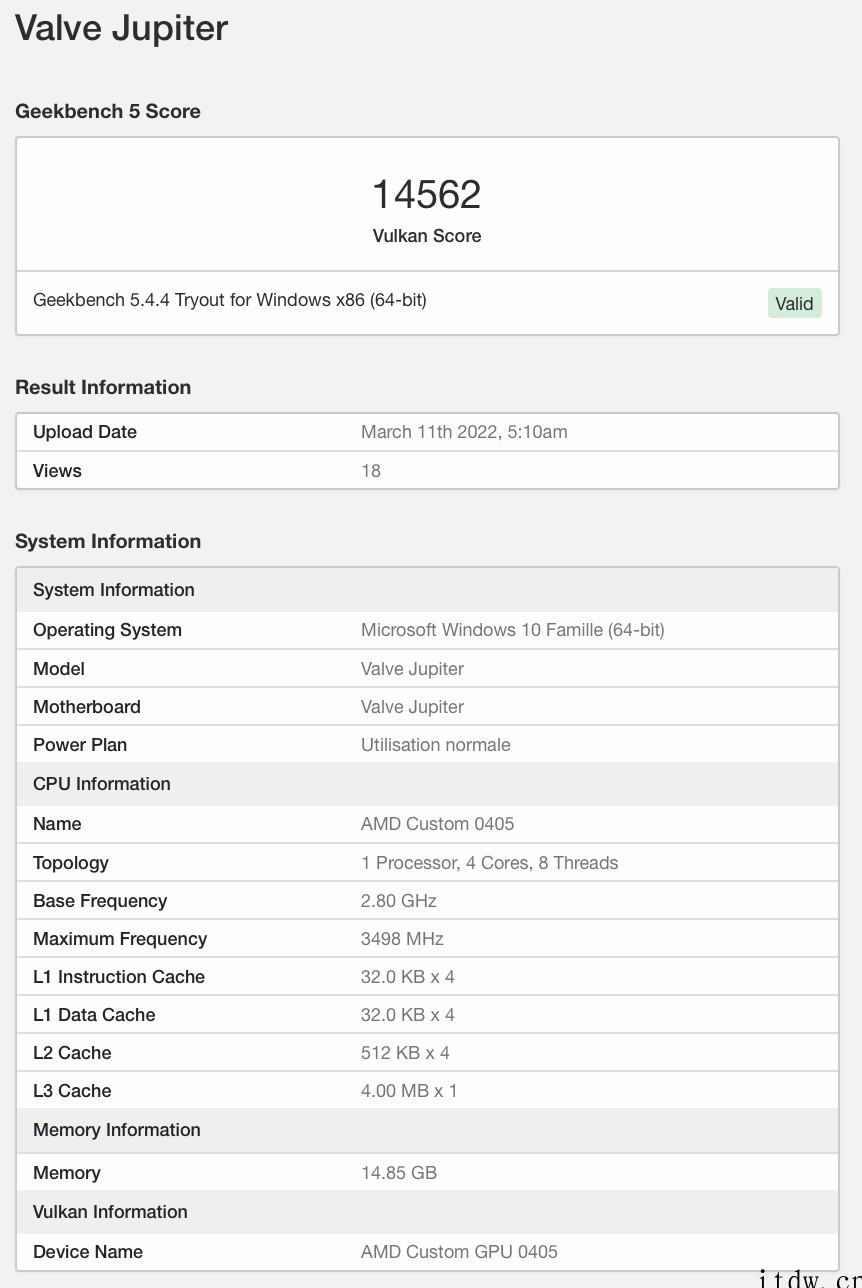 Steam Deck Win10 核显跑分出炉,MX 350