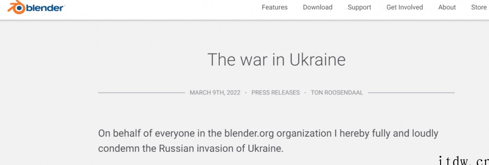 免费开源三维工具 Blender:谴责但不制裁俄罗斯,捍卫艺