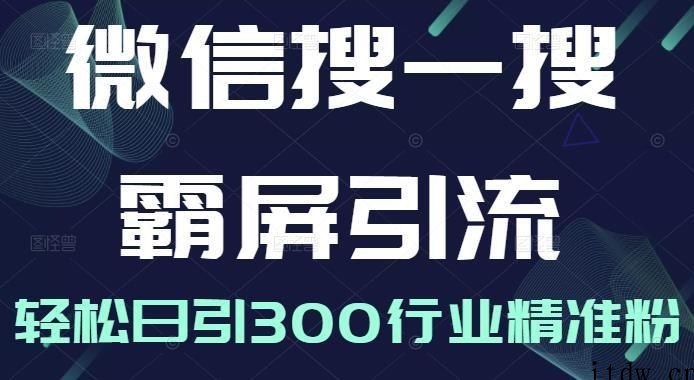 微信搜一搜霸屏引流课，打造被动精准引流系统，轻松日引300行业精准粉…