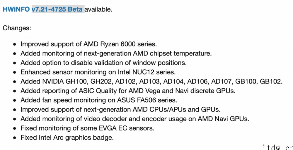 硬件监测软件 HWiNFO 曝光英伟达 RTX 40 系列显