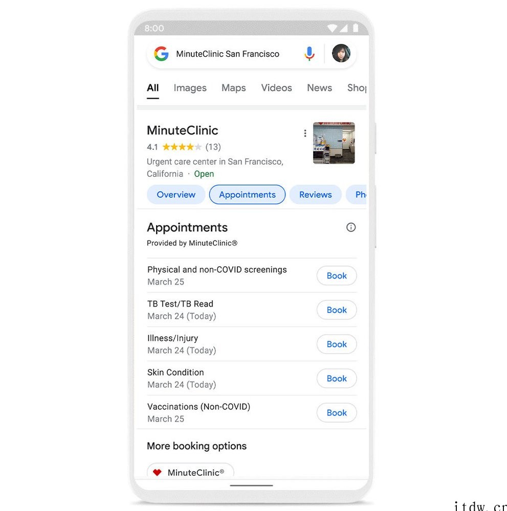 谷歌搜索推新功能:一站式预约诊所看病 详情请欣赏