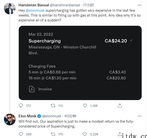 网友吐槽特斯拉充电服务涨价,马斯克:会充分考虑定价和收益