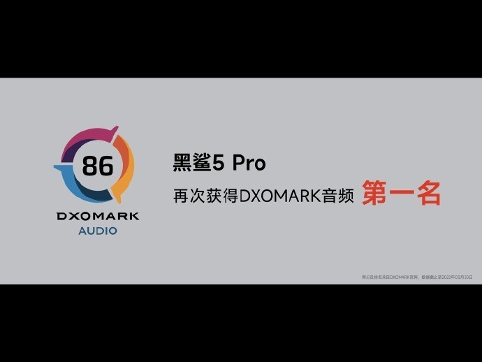 黑鲨 5 Pro 再获 DXOMARK 音频第一名!