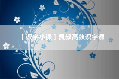 【识字小课】凯叔高效识字课