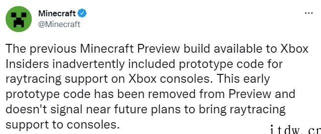 《我的世界》官方澄清:Xbox 版游戏暂无计划支持光追