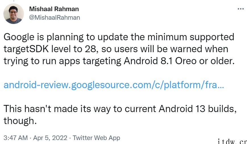 XDA:Android 系统将在用户运行 32 位应用时发出