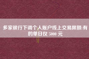 多家银行下调个人账户线上交易限额:有的单日仅 5000 元