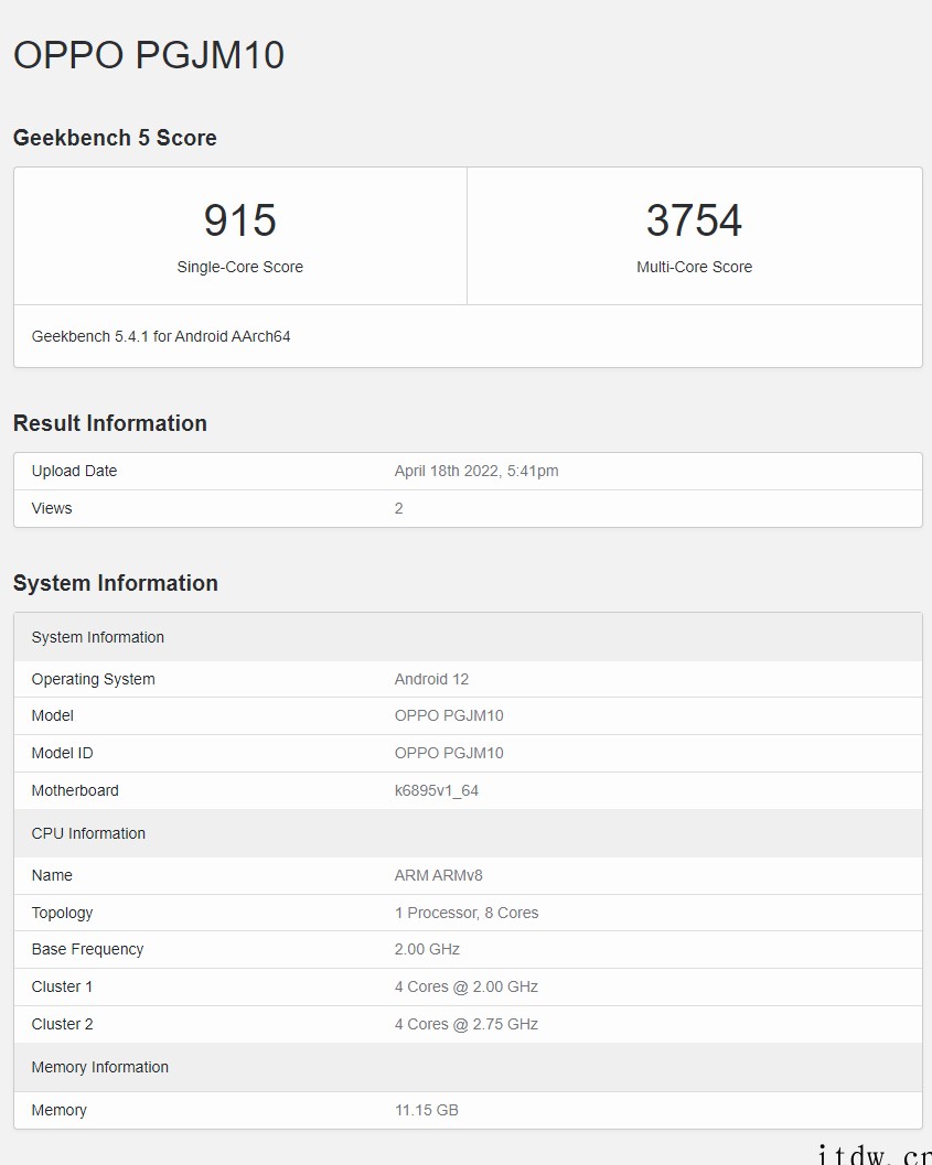 OPPO K10 现身 GeekBench,搭载联发科天玑