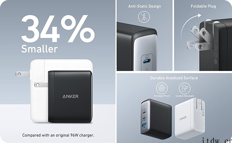 491元,Anker 安克新款 100W 氮化 GaN 充电