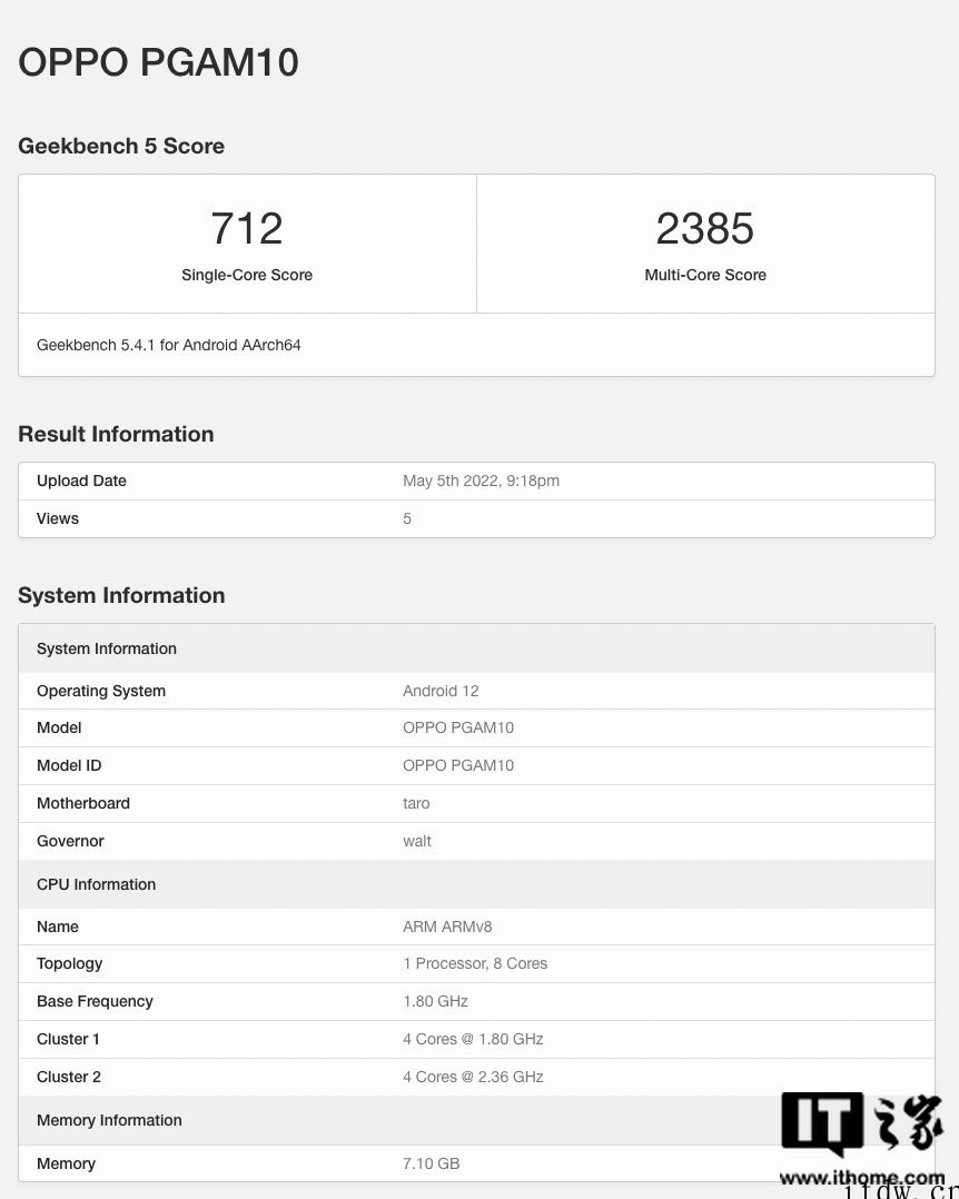 OPPO Reno8 现身 Geekbench:搭载高通骁龙