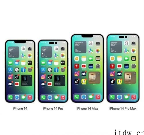 苹果 iPhone 14 系列“全家福”渲染图爆料:没有 m