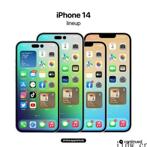 苹果 iPhone 14 系列“全家福”渲染图爆料:没有 m