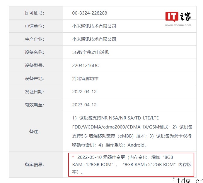 小米 Redmi Note 11T 系列超大杯新增 8+51