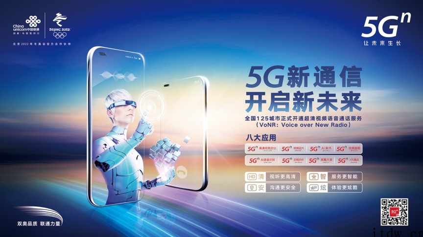 中国联通宣布在全国125 个城市开通 5G VoNR(超高清