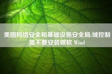 美国网络安全和基础设施安全局:域控制器不要安装微软 Wind