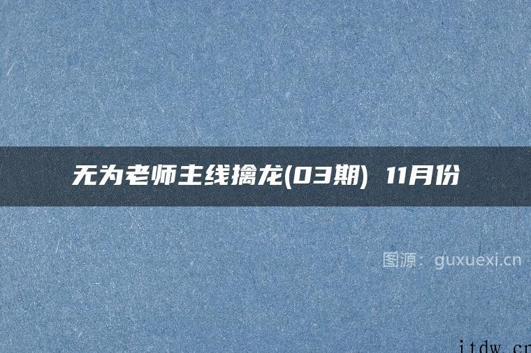 无为老师主线擒龙(03期) 11月份