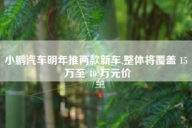 小鹏汽车明年推两款新车,整体将覆盖 15 万至 40 万元价