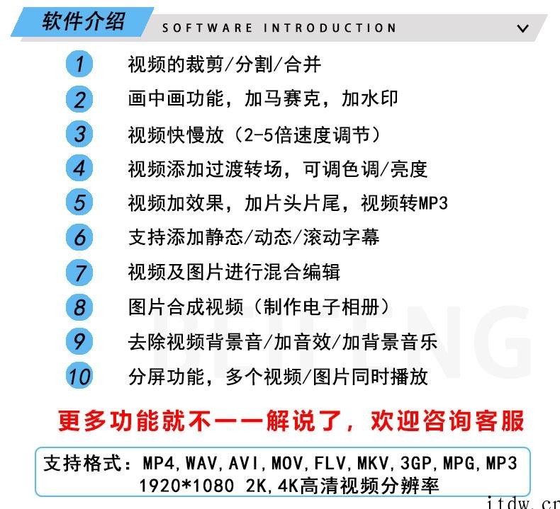 视频编辑软件剪辑后期制作配音加字幕图片裁剪切合并婚礼电子相册