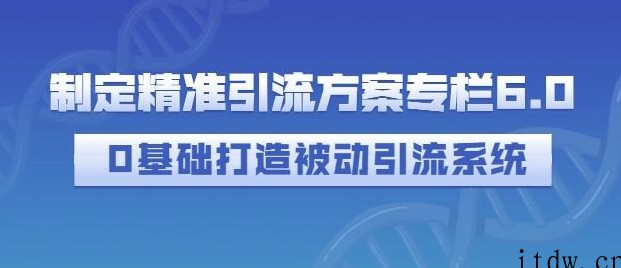 制定精准引流方案专栏6.0，0基础打造被动引流系统