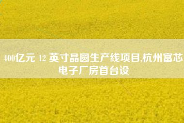 400亿元 12 英寸晶圆生产线项目,杭州富芯电子厂房首台设