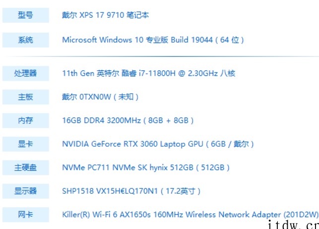 DELL XPS17 9710 评测:NVIDIA Stud