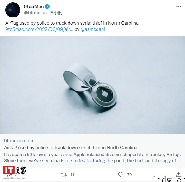 美国警方使用苹果 AirTag 追踪北卡罗来纳州的连环窃贼