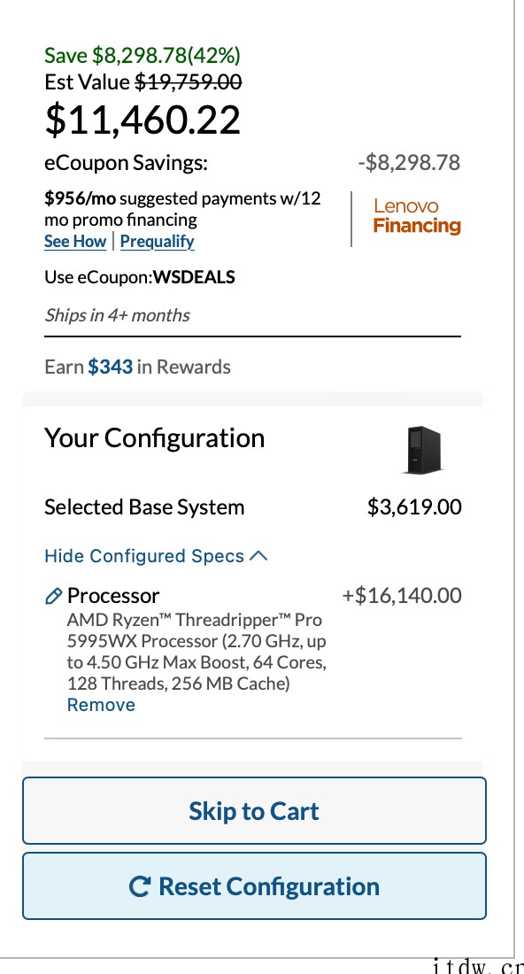 AMD64核线程撕裂者 Pro 5995 WX 已可购买