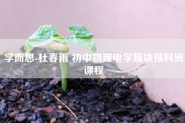 学而思-杜春雨 初中物理电学模块预科班课程