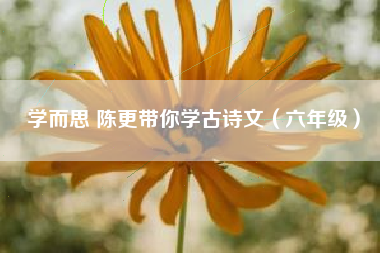 学而思 陈更带你学古诗文（六年级）